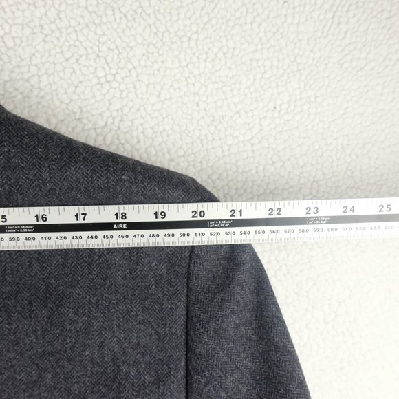 Bellissimo Blazer mens 46R Blue Herringbone Tweed Elbow Pads Two Button Vented - Picture 8 of 14